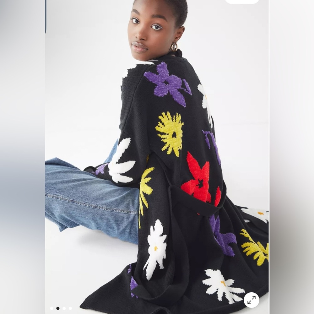 Urban Outfitters Longline Floral Chenille Cardigan Size M/L - Picture 2 of 10